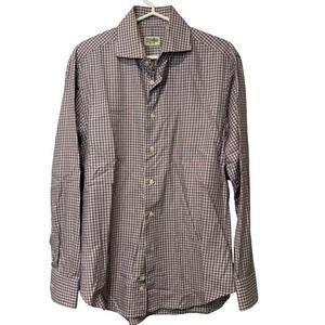 Gitman Bros. Mens‎ Dress Shirt Medium Red Blue Plaid Preppy Nautical USA Made